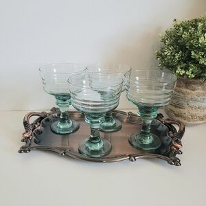 Vintage Libbey Sirrus Green Goblets set of 4
